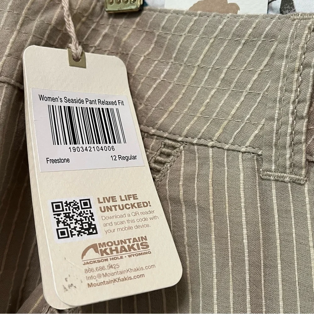 MOUNTAIN KHAKIS Seaside Pants NWT Freestone Womens 12 Reg Relaxed Fit Coastal‎